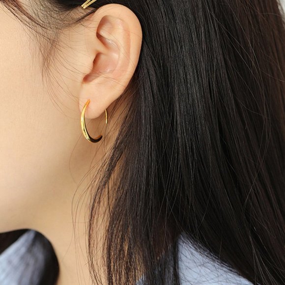 *NEW 925 Sterling Silver Round Open Hoop Earrings - Picture 2 of 5